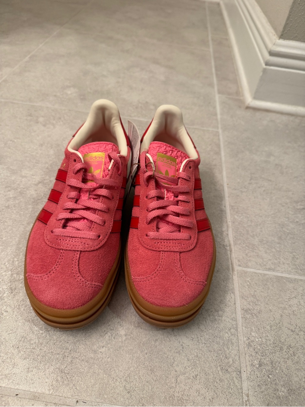 adidas Kids Pink Suede Sneakers with Gum Sole